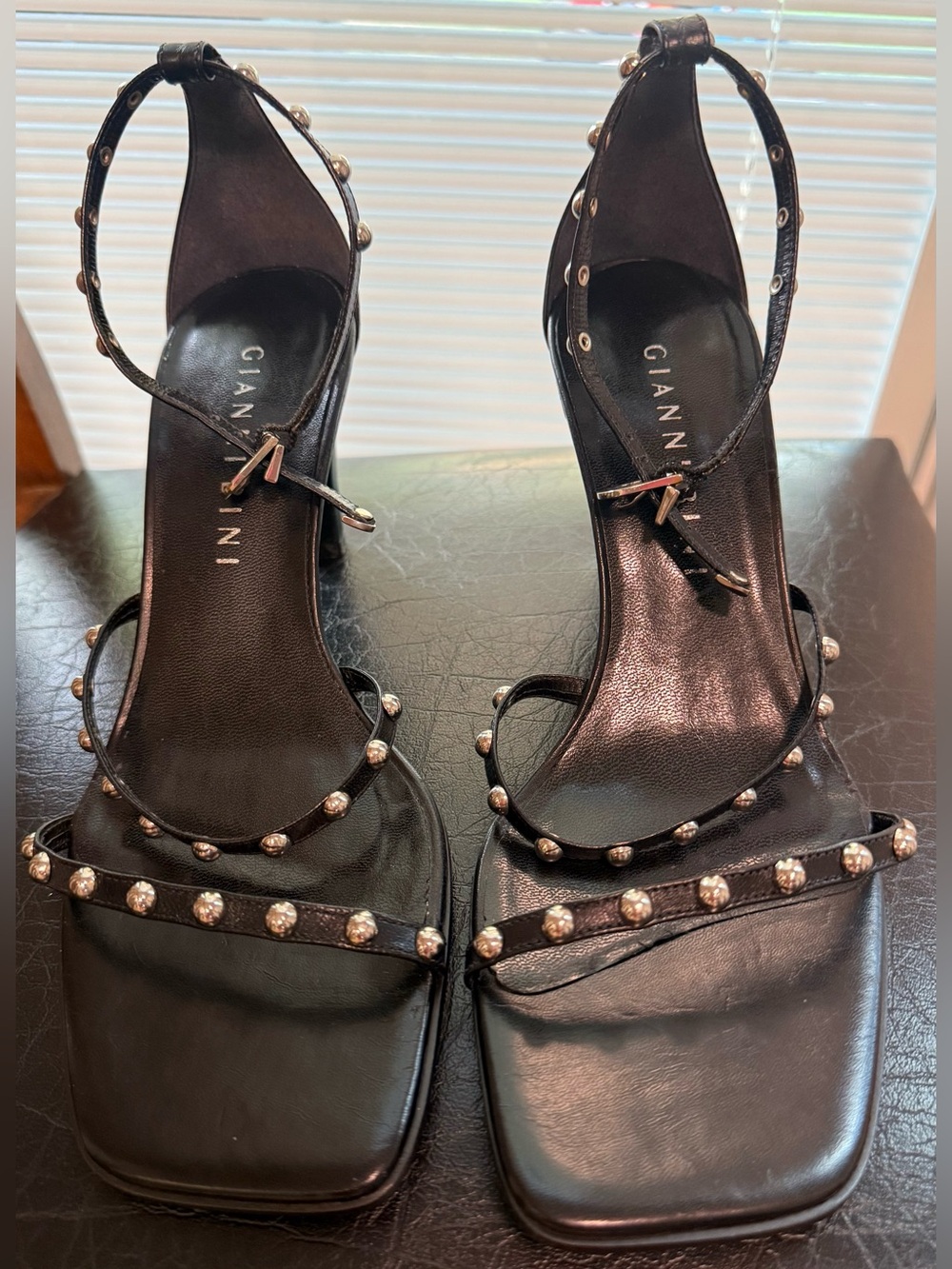 Gianni Bini Black Studded Square Toe Heels – Size 8